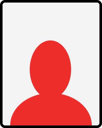A silhouette of a person's head and shoulders, colored red