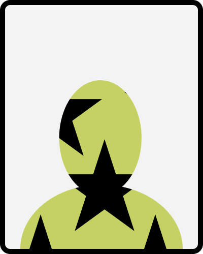 A silhouette of a person's head and shoulders, colored light green with gray stars